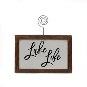 "Lake Life" Wood Sign w/Wire Picture Holder - AW003 - Driftless Studios