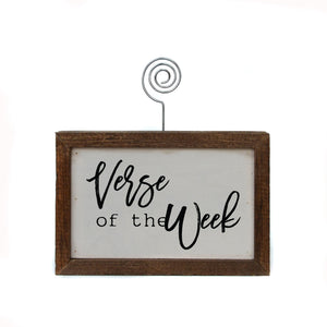 "Verse Of The Week" Wood Sign w/Wire Picture Holder - AW005 - Driftless Studios