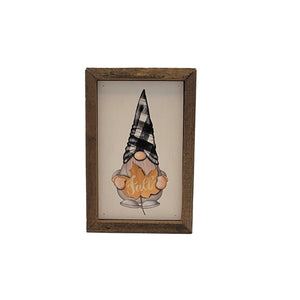 "Fall Leaf Gnome" 4"x6" Wood Sign - AW041