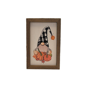 "Fall Pumpkin Wreath Gnome" 4"x6" Wood Sign - AW042
