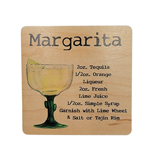 Margarita Cocktail Wood Coaster with Cork Back- COA037