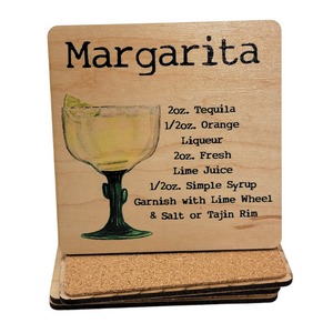 Margarita Cocktail Wood Coaster with Cork Back- COA037