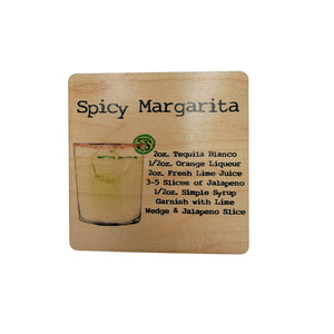 Spicy Margarita Cocktail Wood Coaster with Cork Back- COA040