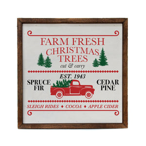 "Farm Fresh Christmas Trees" 10x10 Wall Art Sign - CW035