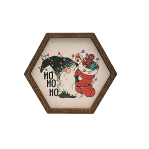 "Ho Ho Ho Gnome" 8x7 Hexagon Sign - EW030