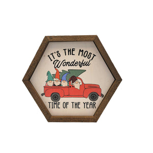 "It's The Most Wonderful Time Of The Year" 8x7 Hexagon Sign - EW033