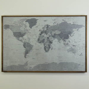 24x16 - Political Gray Scale World Map - Travel Map - SM004 - Driftless Studios