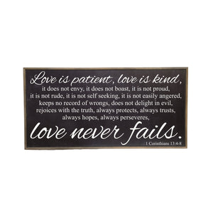 "Black Love Never Fails" Horizontal Wood Sign - PB008