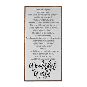 "White What A Wonderful World" Vertical Wood Sign - PW002 - Driftless Studios