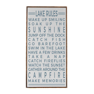"Lake Rules" Vertical Wood Sign - PW028