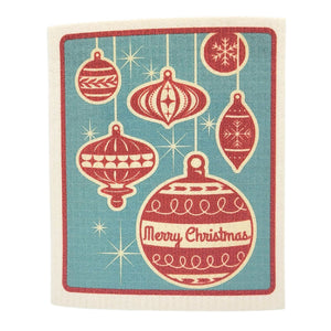 Merry Christmas Ornaments Swedish Dishcloth