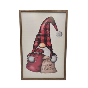 "Christmas Gnome With Presents" 12x18 Wall Art Sign - TMP009