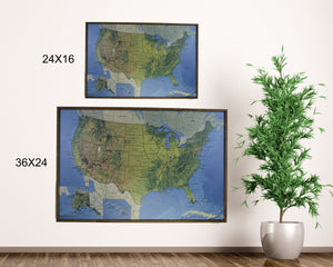 24x16 - Antique Tan USA Map - US Travel Map - SM010 - Driftless Studios