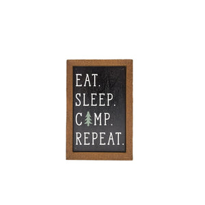 Eat Sleep Camp Repeat 4"x6" Wood Sign - AW071