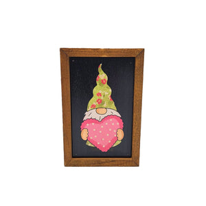 Gnome With Heart Valentines Decor 4"x6" Wood Sign - AW085