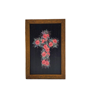 Rose Cross Easter Decor 4"x6" Wood Sign - AW088