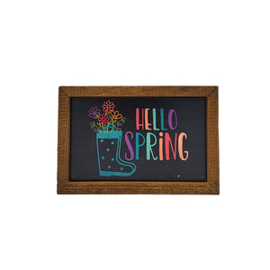 Hello Spring Spring Decor 4"x6" Wood Sign - AW092