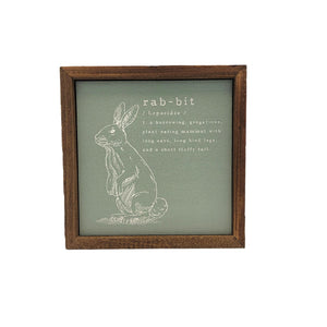 "Rabbit Easter" 6x6 Sign Wall Art Sign- BW102