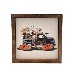 Trick or Treat Truck 6x6 Sign Wall Art Sign- BW118