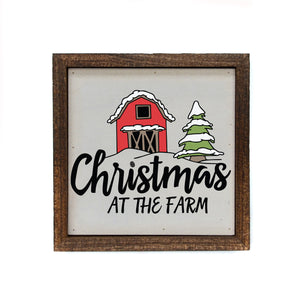 Christmas at the Farm 6x6 Sign Wall Art Sign- BW125