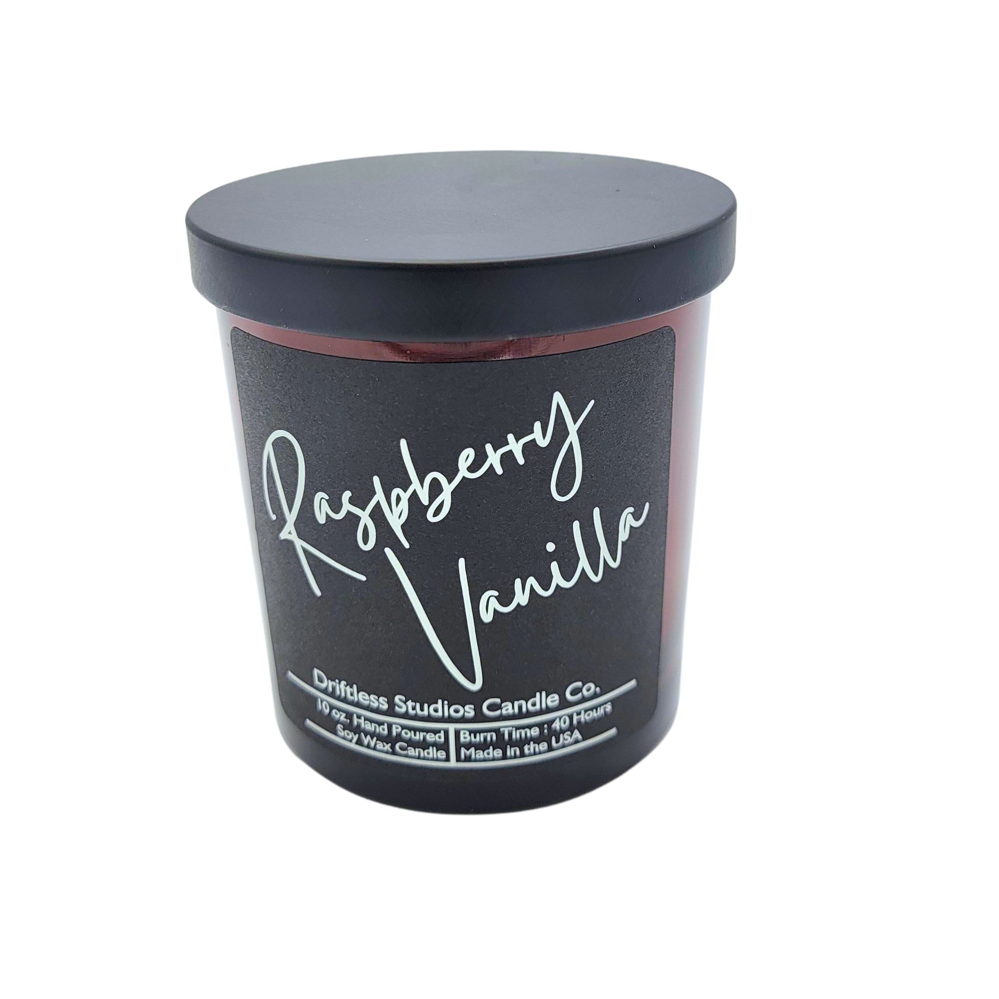 Raspberry Vanilla Soy Wax Candles - 10oz Candle With Lid
