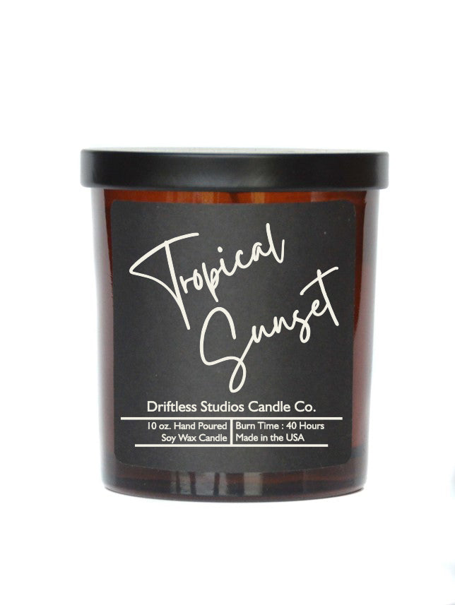 Tropical Sunset Soy Wax Summer Candles - 10oz Candle + Lid