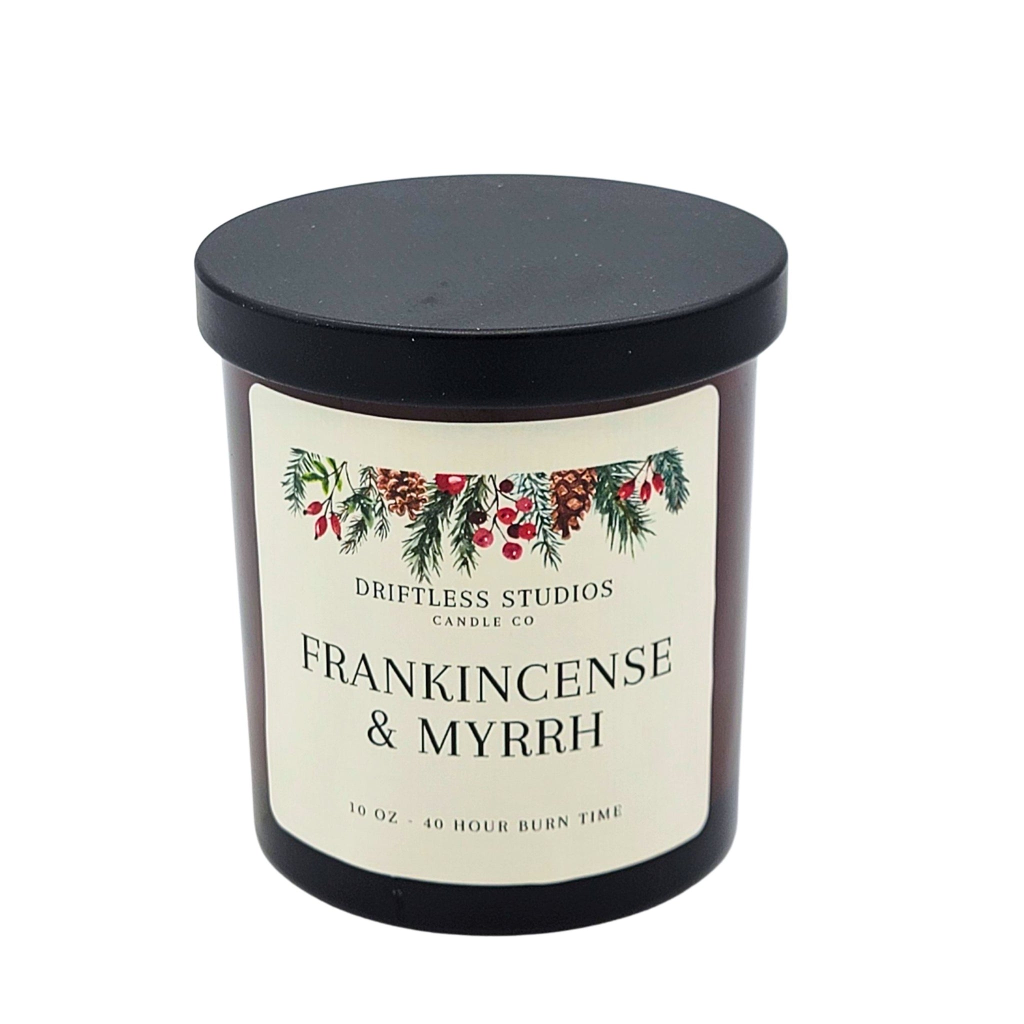 Frankincense & Myrrh Christmas Glass Candles - Holiday Decor - Driftless Studios