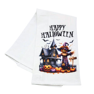 "Happy Halloween" Scarecrow Halloween Tea Towel - CLT018