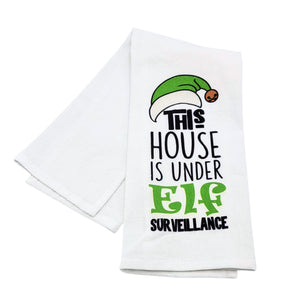 "This House Is Under Elf Surveillance" Christmas Tea Towel - CLT027