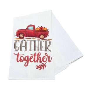 "Gather Together" Red Truck Fall Tea Towel - CLT061