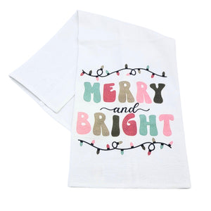 "Merry And Bright" Christmas Tea Towel - CLT065