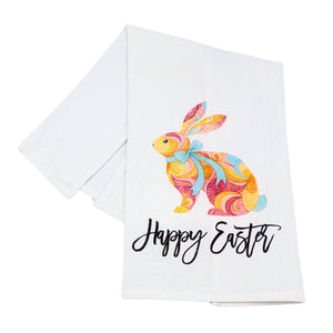 Happy Easter Bunny White Cotton Tea Towels Spring - CLT095