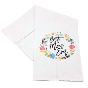 Best Mom Ever Mothers Day Gifts White Cotton Tea Towels - CLT096