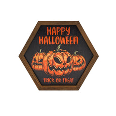 Happy Halloween Jack o Lantern 8x7 Hexagon Sign - EW056