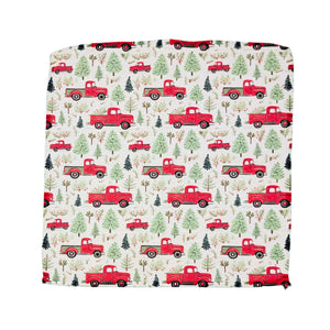 Red Truck With Christmas Tree Waffle Weave Dishcloth - SMWFL042