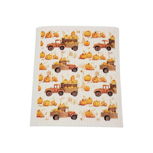 Fall Truck With Pumpkins Swedish Dishcloth