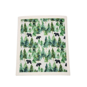 Black Bear In The Forest Swedish Swedish Dishcloth