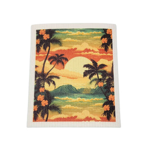 Sunset On The Beach Swedish Swedish Dishcloth