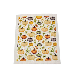 Fall Pumpkin Patterned Swedish Dishcloth