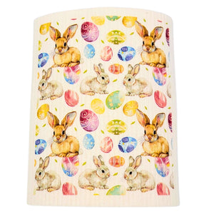 Easter Bunny & Easter Eggs Swedish Dishcloth - Easter Decor