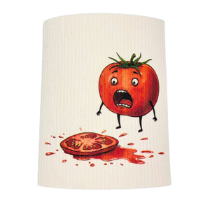 Tomato Homicide Funny Cartoon Swedish Dishcloth - Home Decor