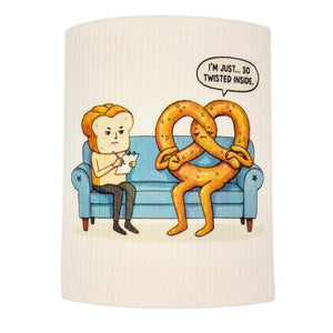 Twisted Pretzel Funny Cartoon Swedish Dishcloth - Home Decor