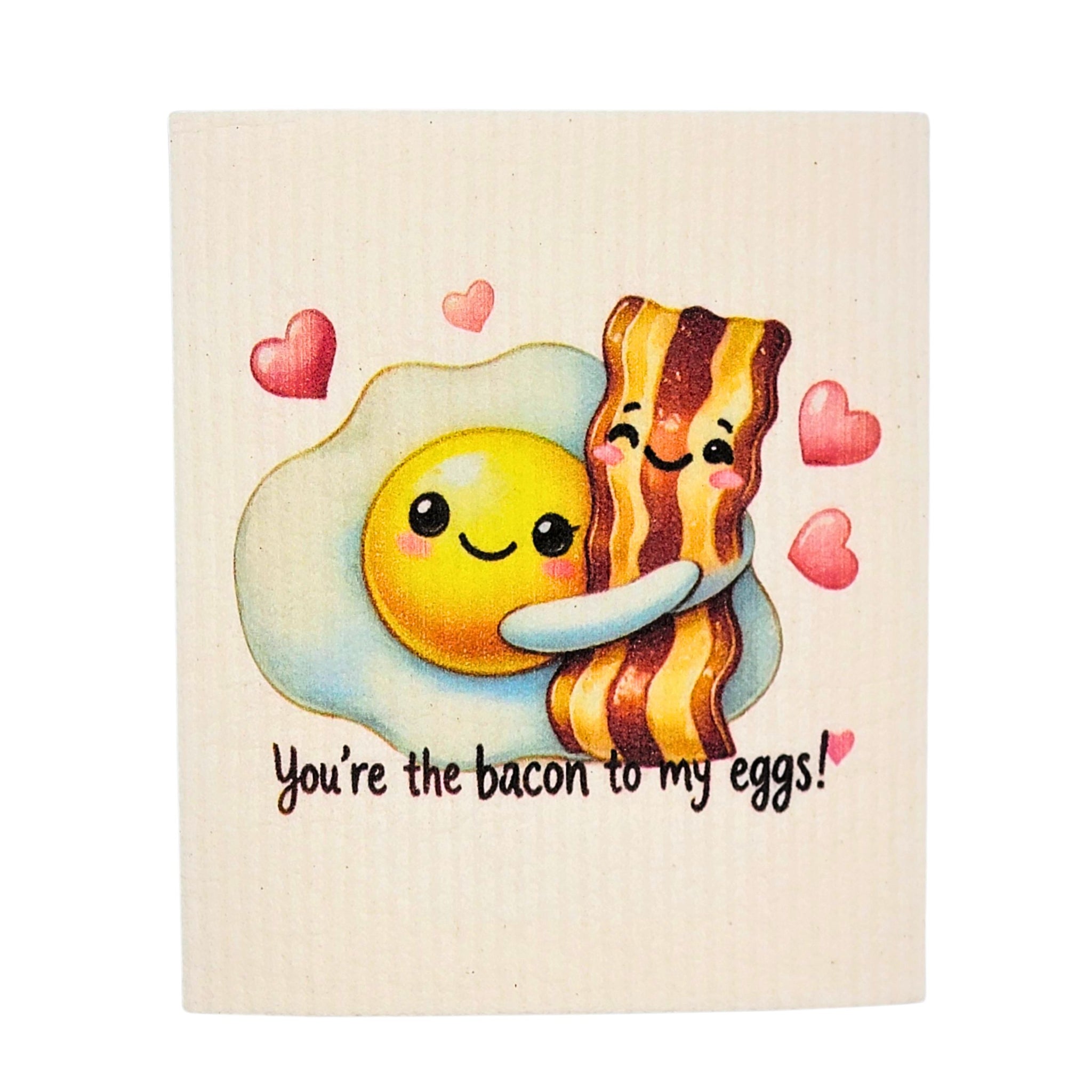 Bacon & Eggs Cartoon Swedish Dishcloth - Valentines Gift - Driftless Studios