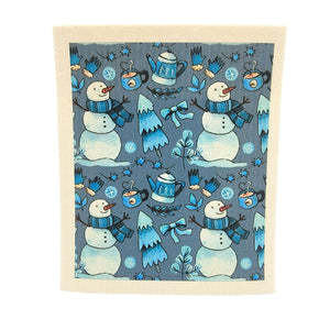 Snowman & Hot Chocolate Swedish Dishcloth