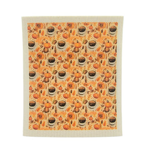 Pumpkin Spice Pattern Swedish Sponge Dishcloth