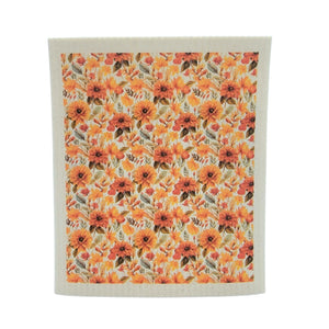 Fall Flower Pattern Swedish Sponge Dishcloth