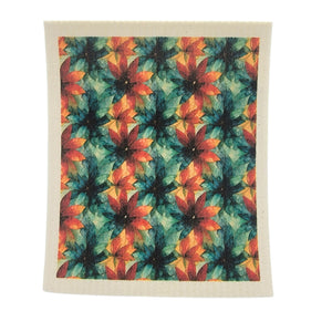 Abstract Poinsettia Swedish Dishcloth