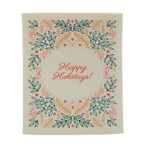 Happy Holidays Swedish Dishcloth