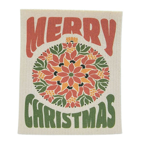 Merry Christmas Bulb Swedish Dishcloth