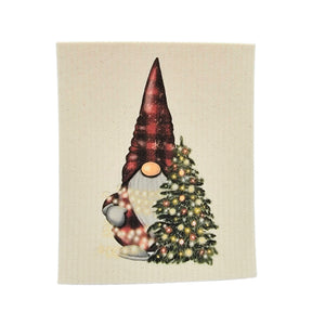 Gnome Christmas lights Swedish Dishcloth